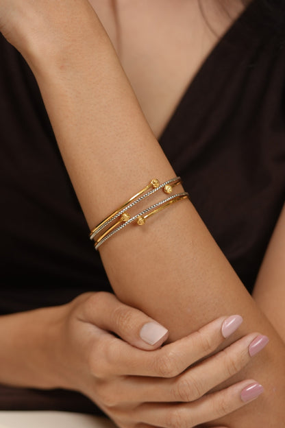 Sonita Designer CNC Gold Plated  Bangle Set