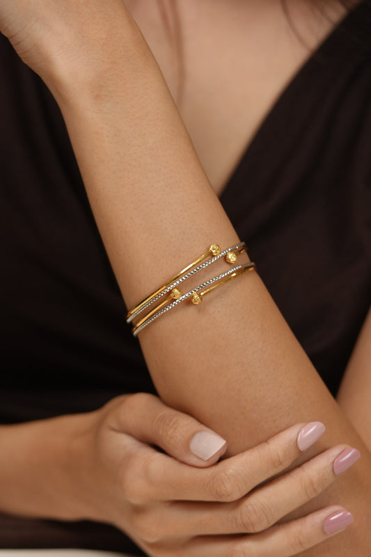 Sonita Designer CNC Gold Plated  Bangle Set