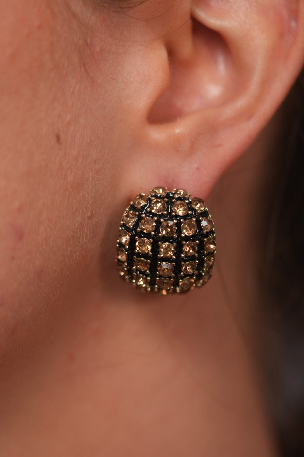 Cannes Noir Crystal Studs | Party Wear Western Earrings