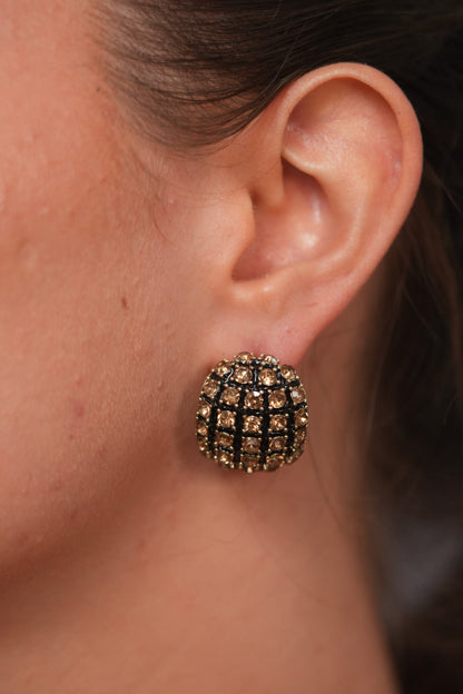 Cannes Noir Crystal Studs | Party Wear Western Earrings