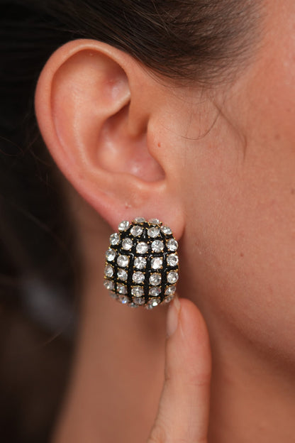 Cannes Noir Crystal Studs | Party Wear Western Earrings