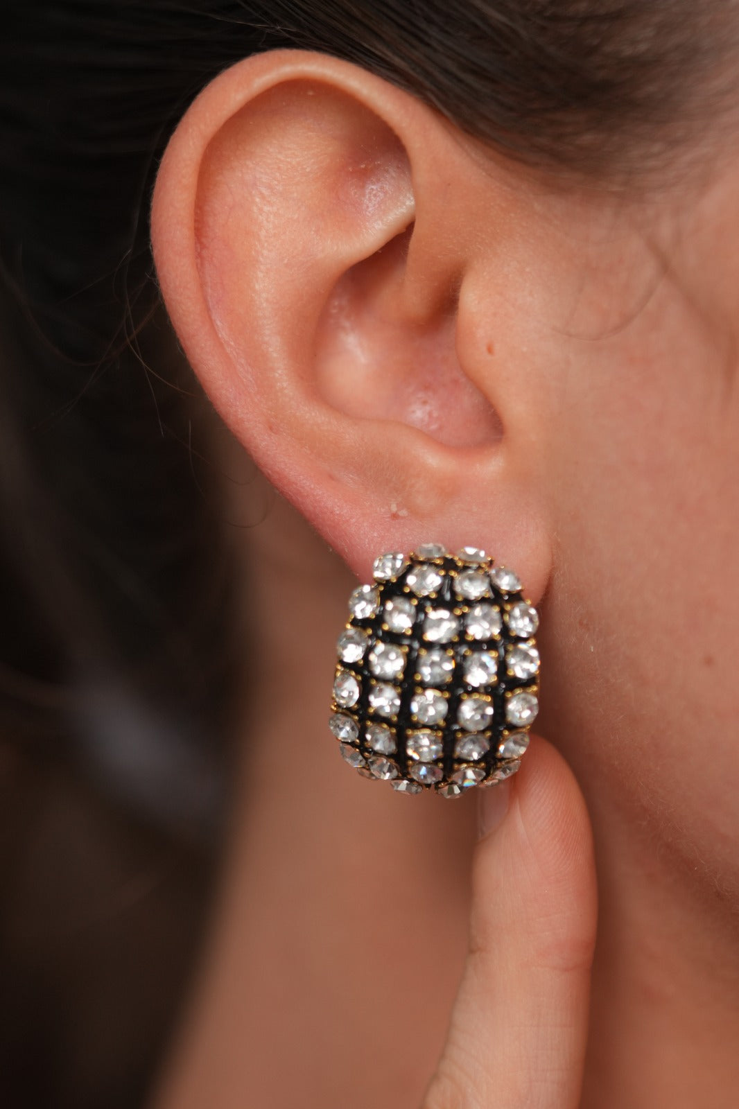 Cannes Noir Crystal Studs | Party Wear Western Earrings