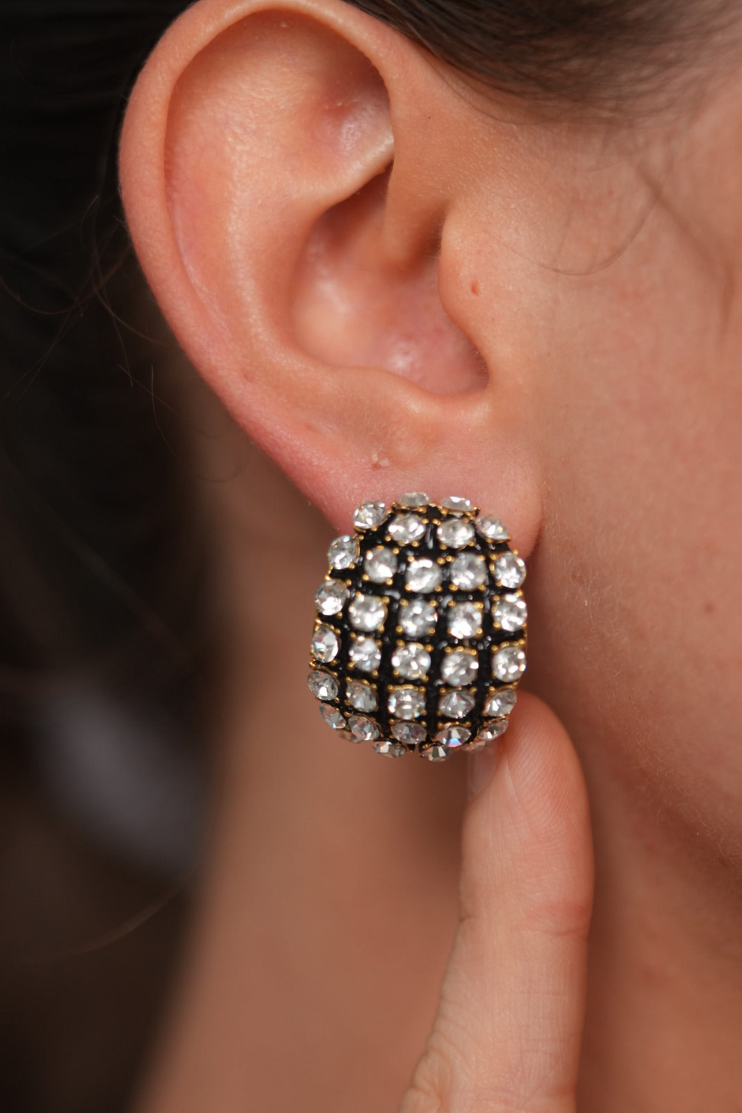 Cannes Noir Crystal Studs | Party Wear Western Earrings