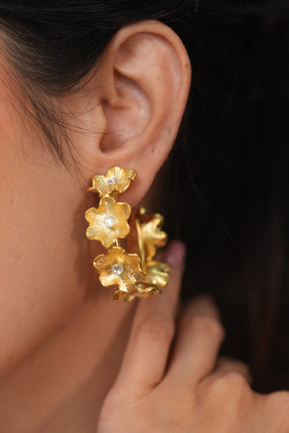 Amalfi Gold Bloom Hoops | Party Wear Western Earrings