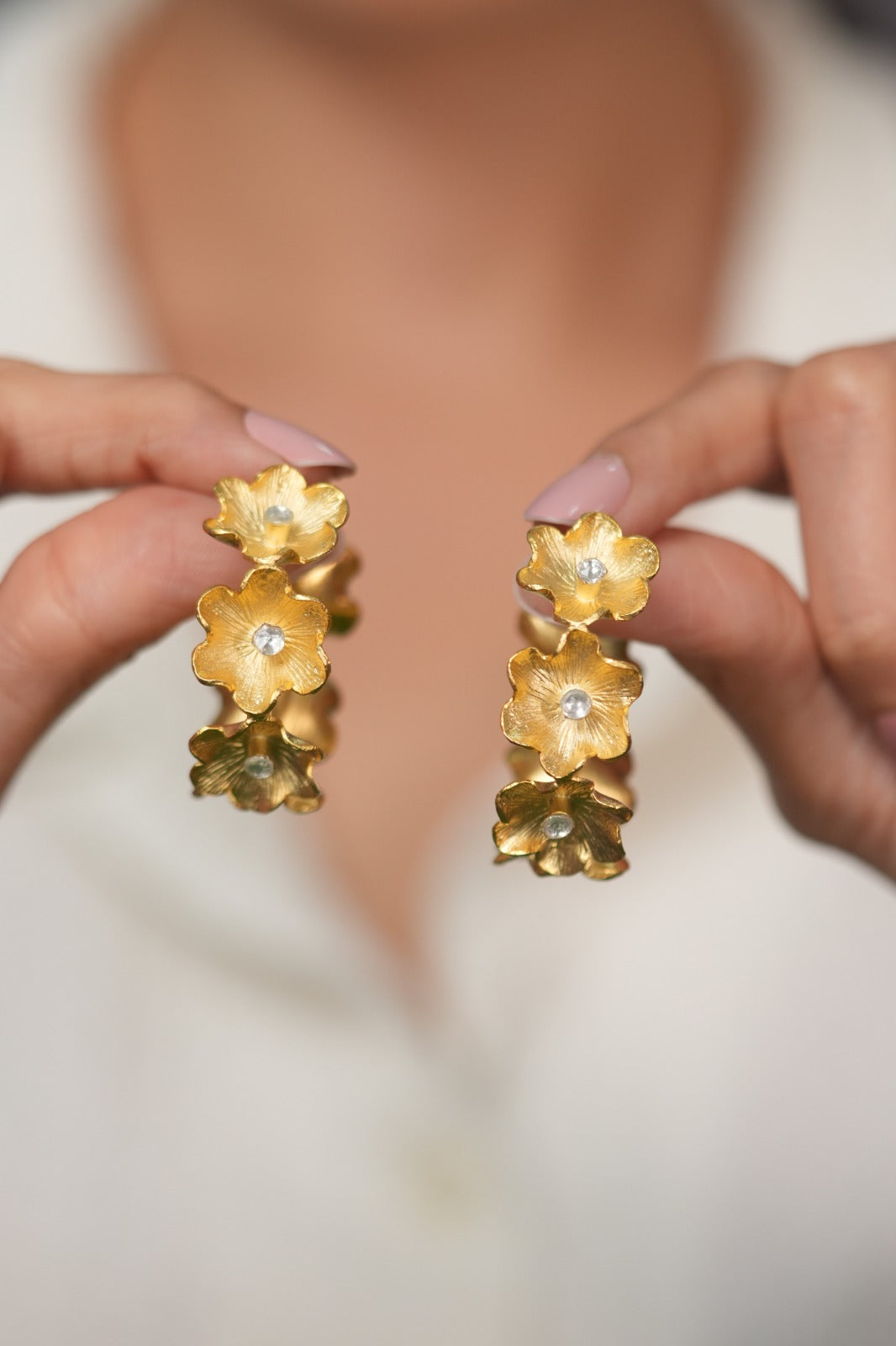 Amalfi Gold Bloom Hoops | Party Wear Western Earrings