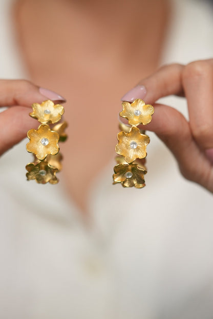 Amalfi Gold Bloom Hoops | Party Wear Western Earrings