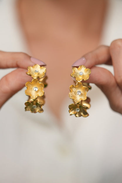 Amalfi Gold Bloom Hoops | Party Wear Western Earrings