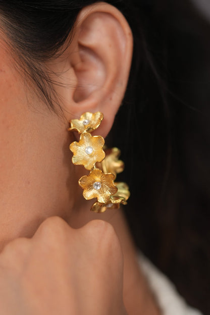 Amalfi Gold Bloom Hoops | Party Wear Western Earrings