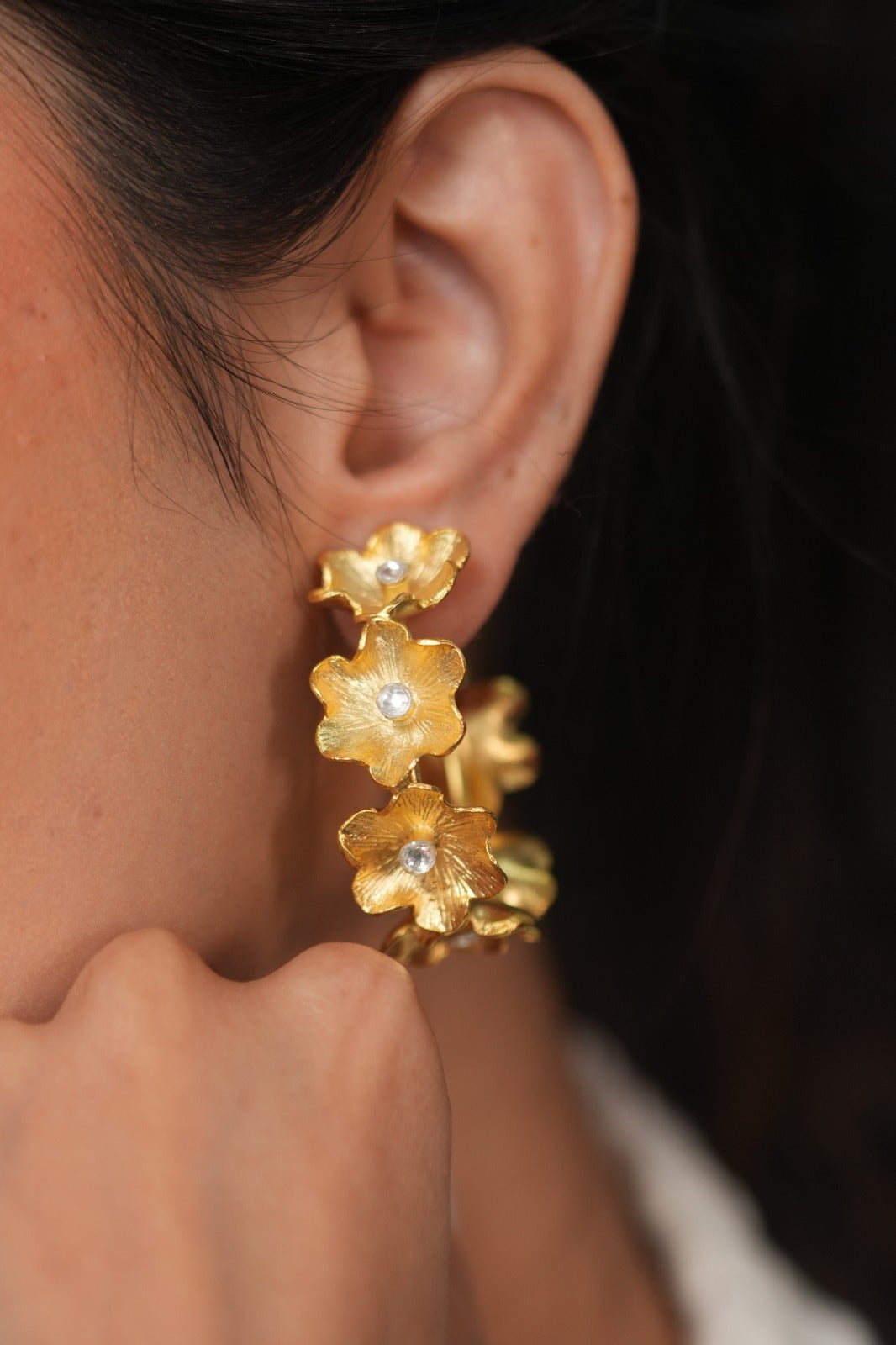 Amalfi Gold Bloom Hoops | Party Wear Western Earrings