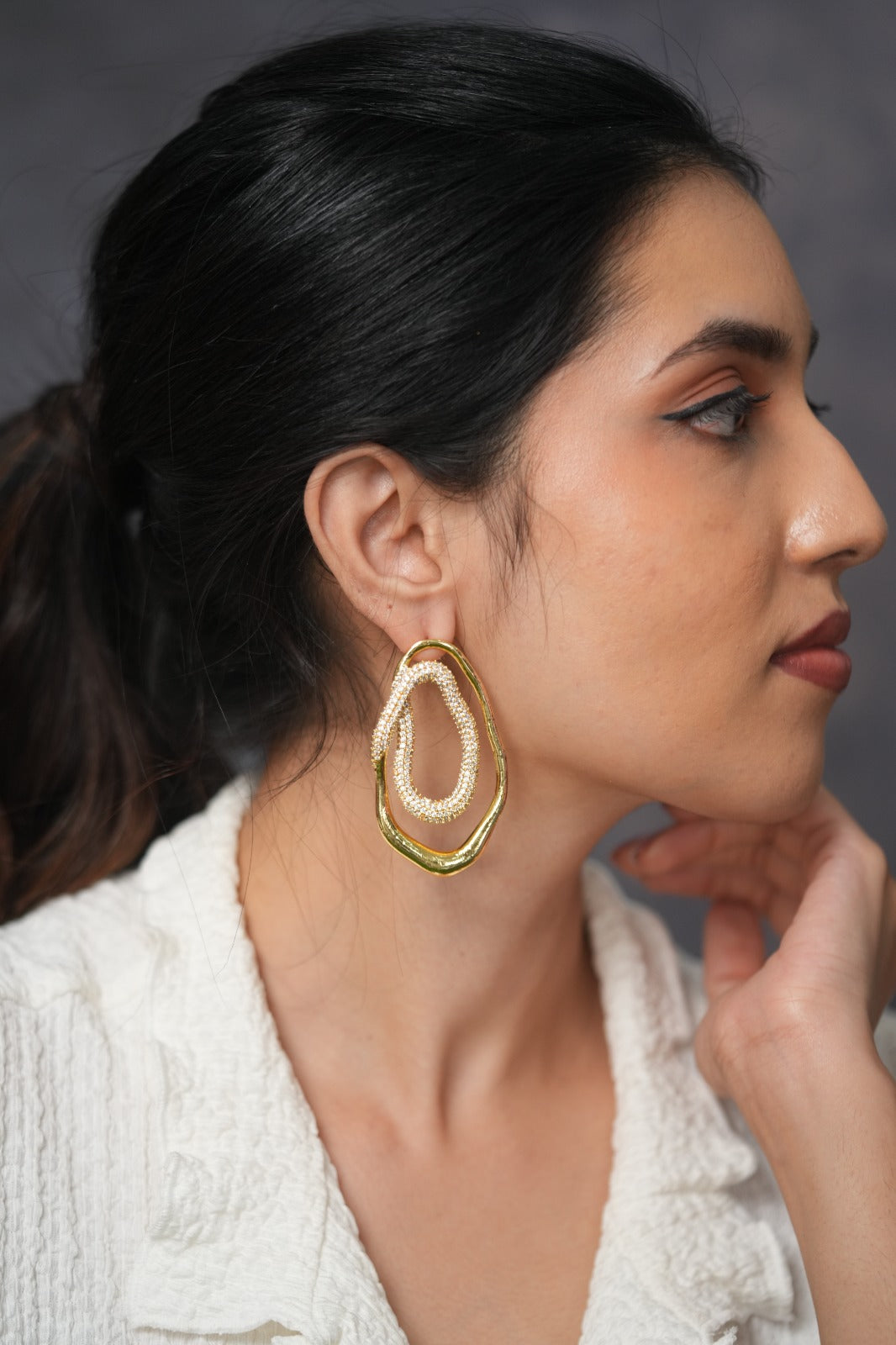 Malibu Melt Gold Rhinestone Party Wear Western Earrings