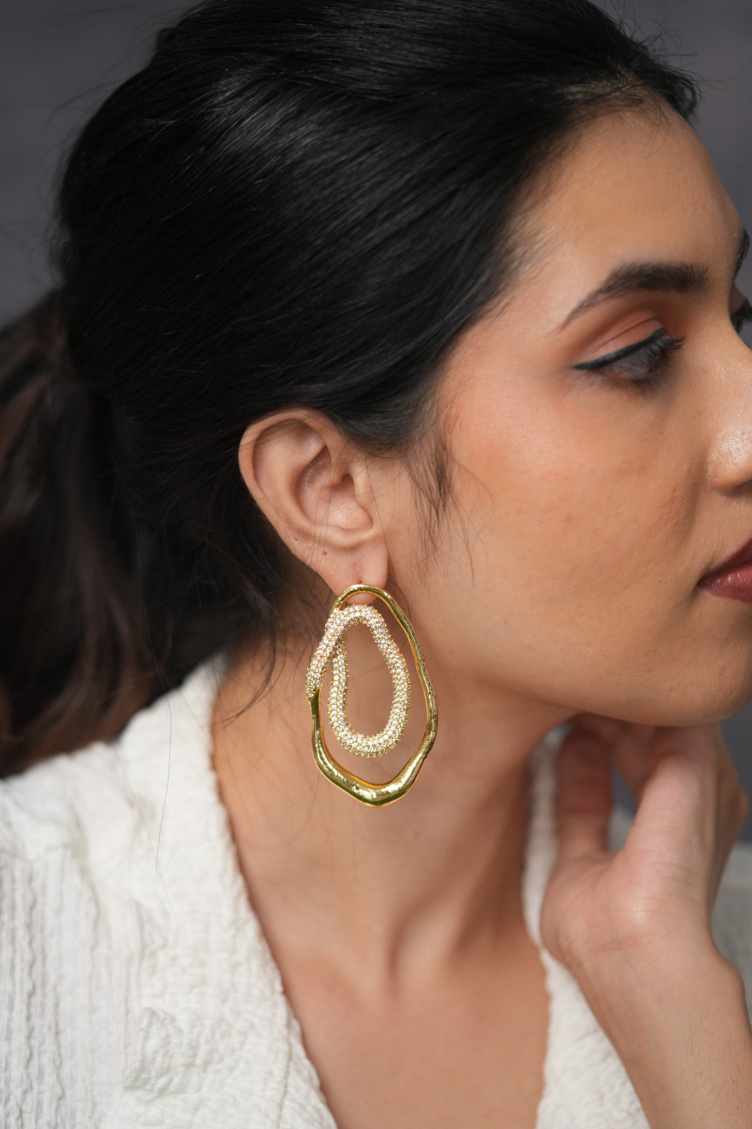 Malibu Melt Gold Rhinestone Party Wear Western Earrings