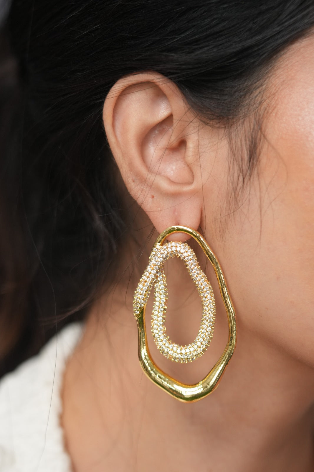 Malibu Melt Gold Rhinestone Party Wear Western Earrings