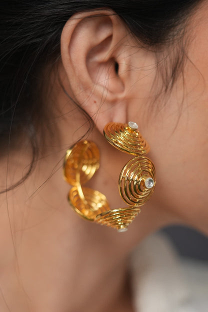 African Chaos Gold Statement Hoops | Party Wear Earrings