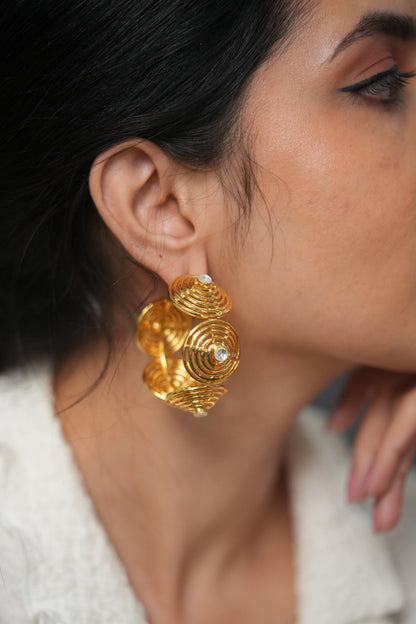 African Chaos Gold Statement Hoops | Party Wear Earrings