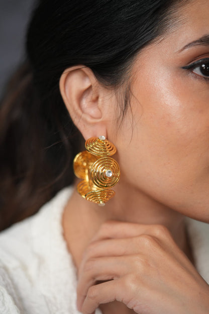 African Chaos Gold Statement Hoops | Party Wear Earrings