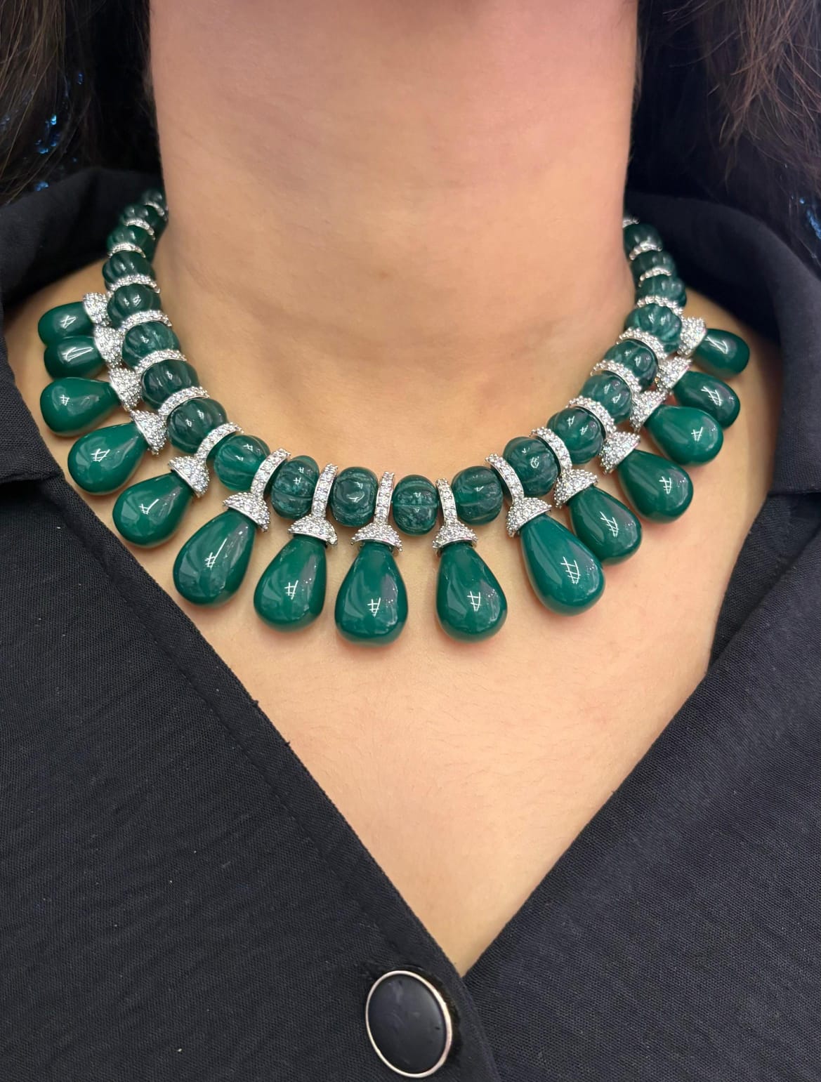 Emerald Whisper Diamond Set with Beads