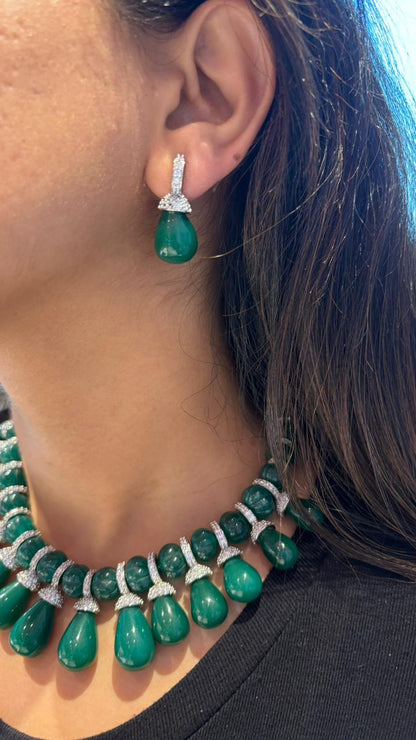 Emerald Whisper Diamond Set with Beads