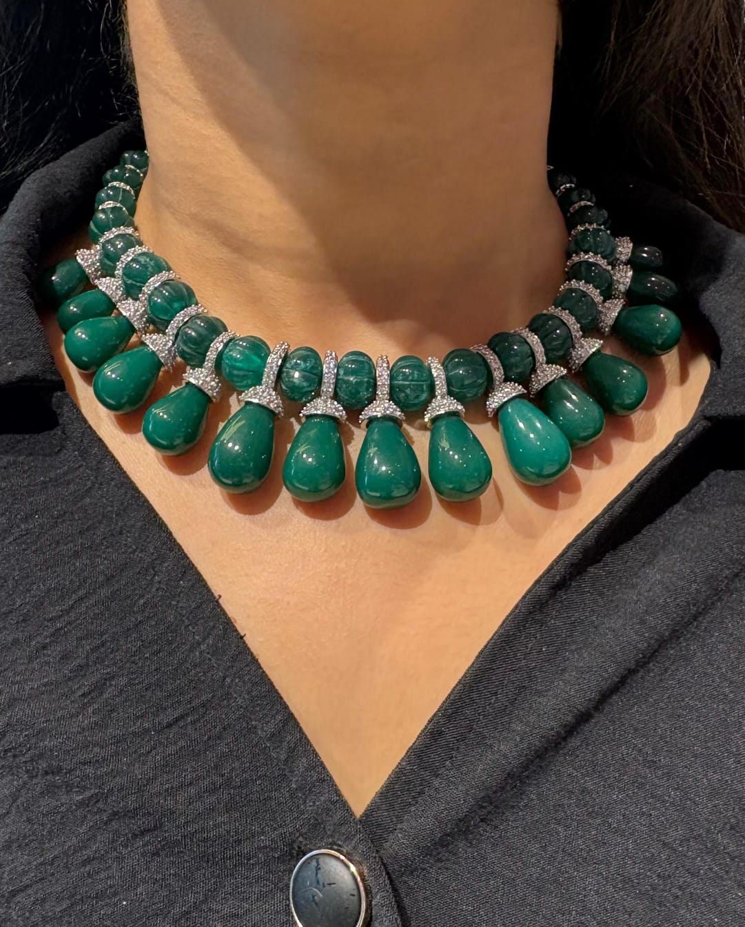 Emerald Whisper Diamond Set with Beads