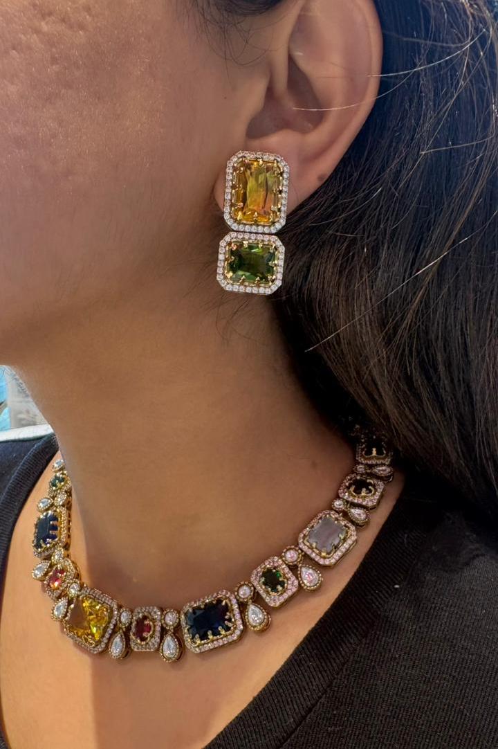 Noor-e-Rang Gemstones Indowestern Set