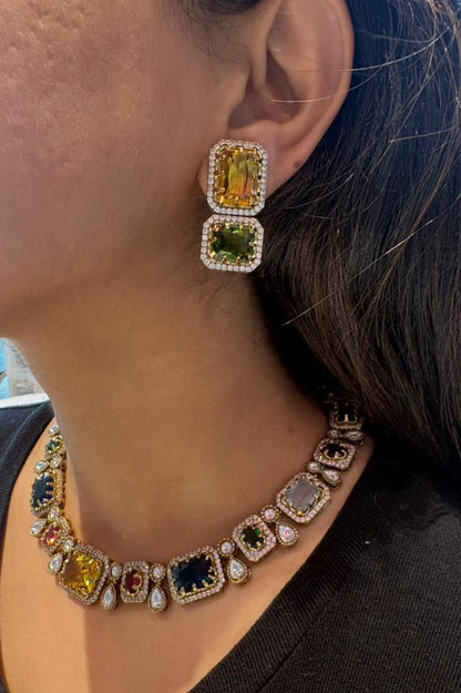 Noor-e-Rang Gemstones Indowestern Set