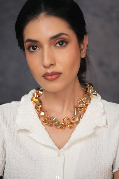Sculpted in Gold Western Party Wear Necklace