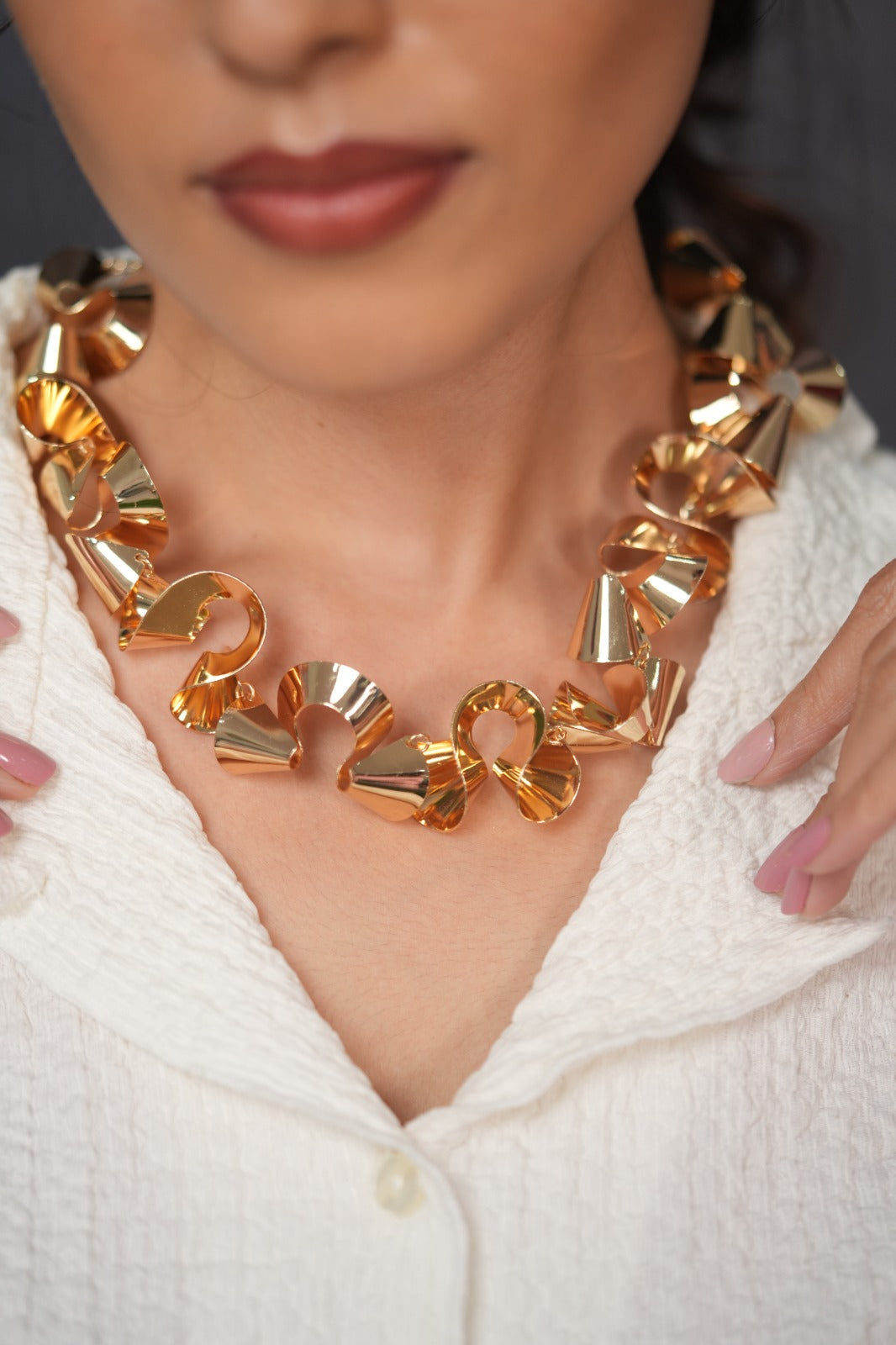 Sculpted in Gold Western Party Wear Necklace