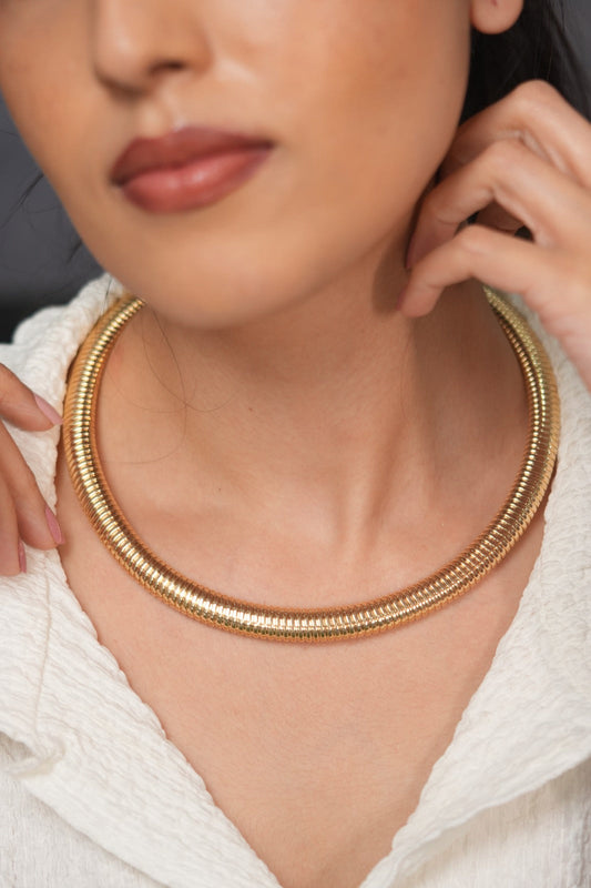 Treeda Gold Chunky Western Party Wear Necklace