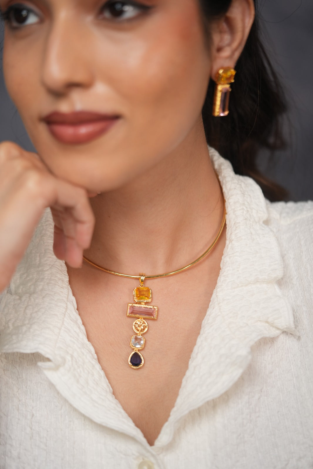 Gems That Speak Indo Western Party Wear Hasli Set