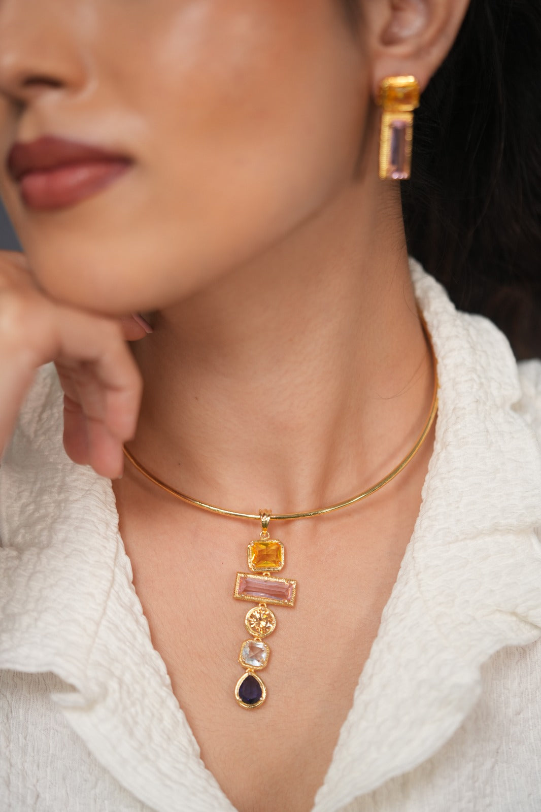 Gems That Speak Indo Western Party Wear Hasli Set