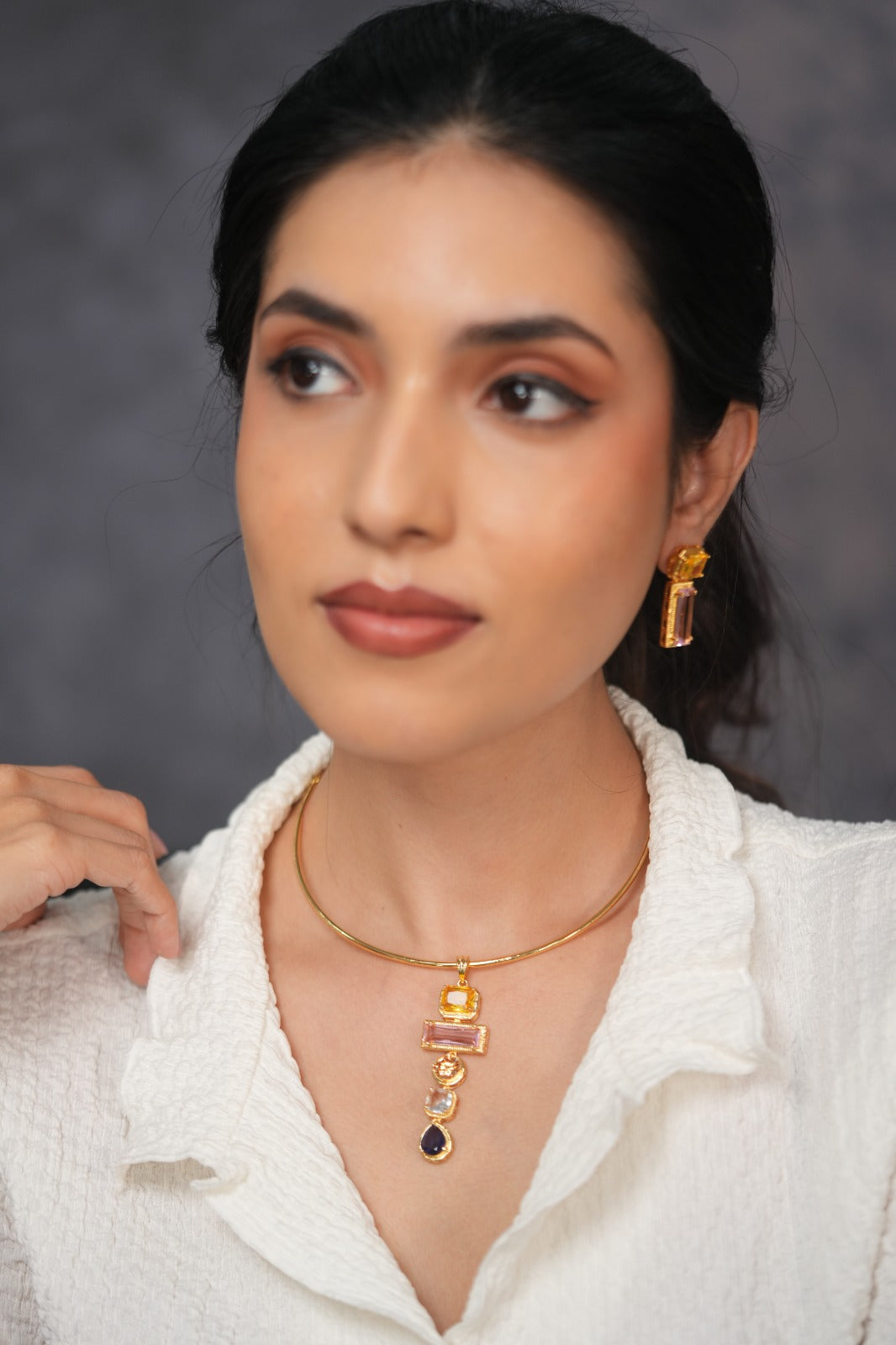 Gems That Speak Indo Western Party Wear Hasli Set