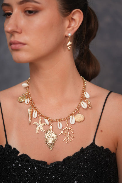 Bali Shell Beach Western Party Wear Necklace Set