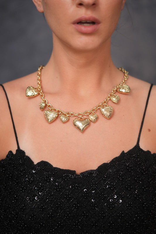 Wear Your Heart Loud Gold Western Party Wear Necklace
