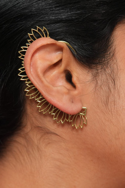 Goa Golden Lotus Sunray Party Wear Western EarCuff