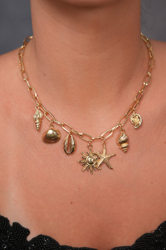 Seashell Story Charm Party Wear Western Necklace