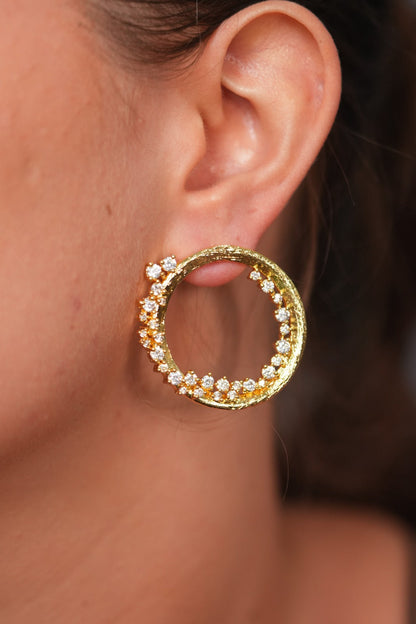 Holiday in Hawaii Diamond Party Wear Gold Western Earrings