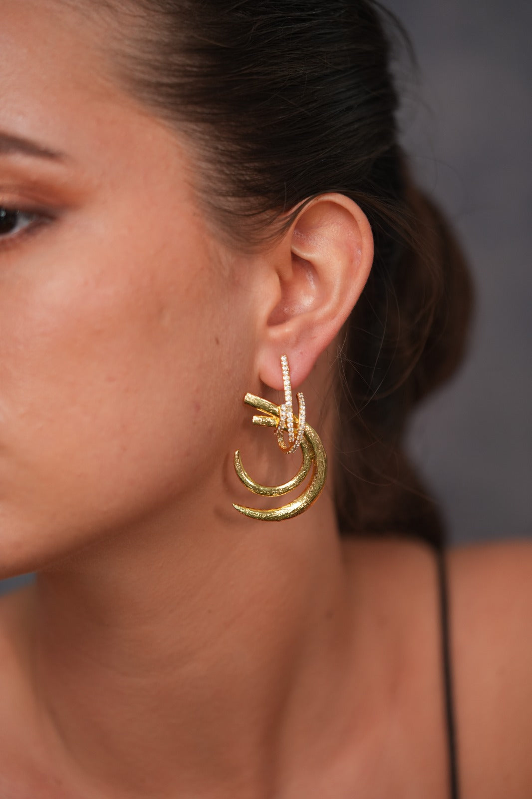 Not too Subtle Rhinestone Party Wear Gold Western Earrings