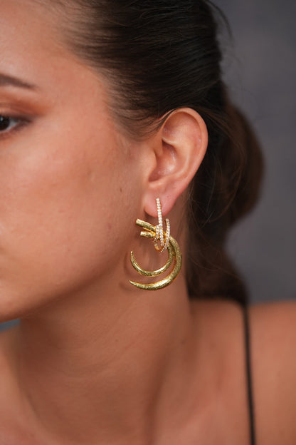 Not too Subtle Rhinestone Party Wear Gold Western Earrings