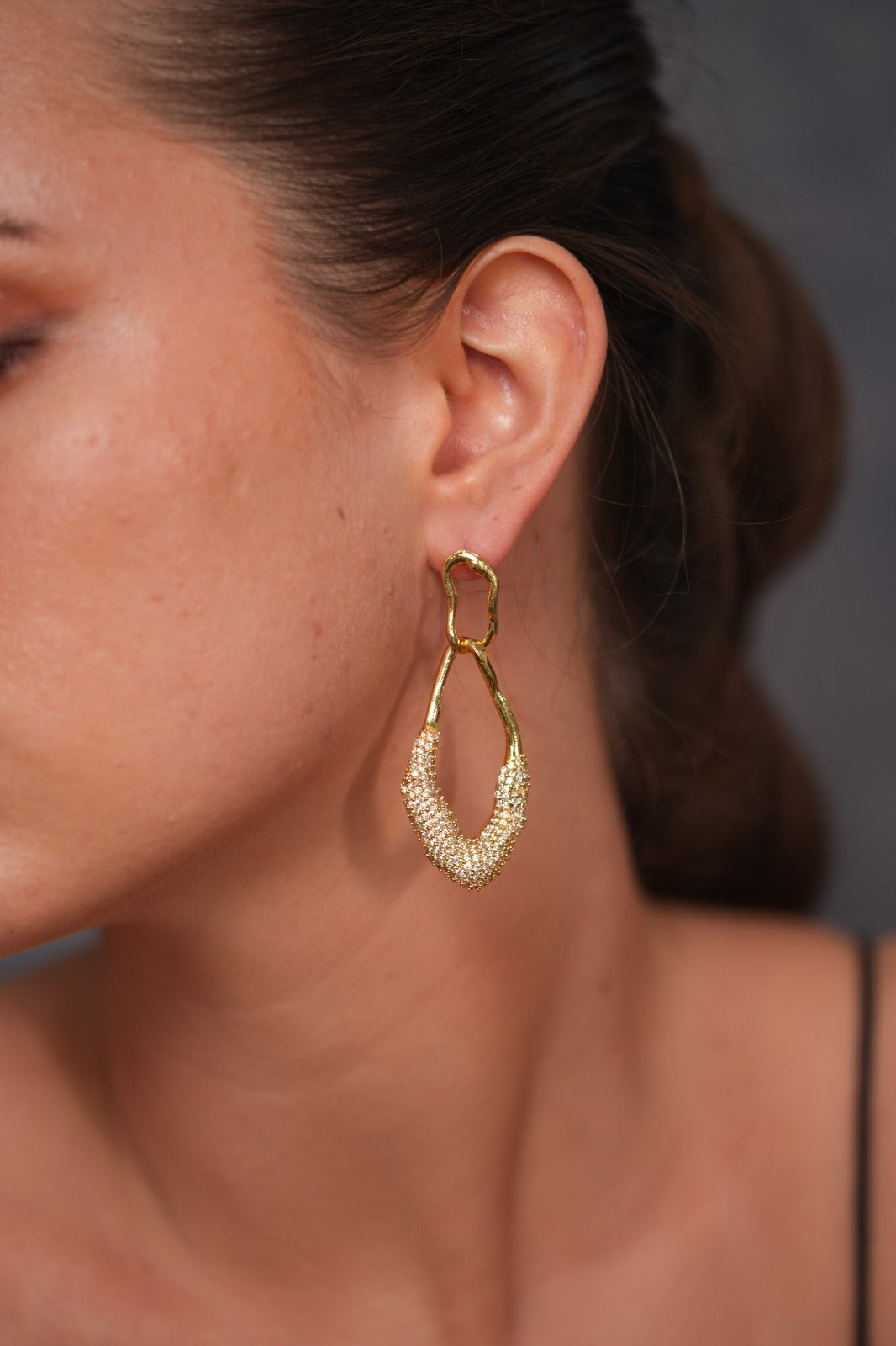 Extra in Ibiza Rhinestone Party Wear Gold Western Earrings
