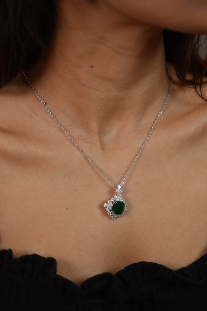 Glitter Diamond Coloured Pendant Set with Earrings