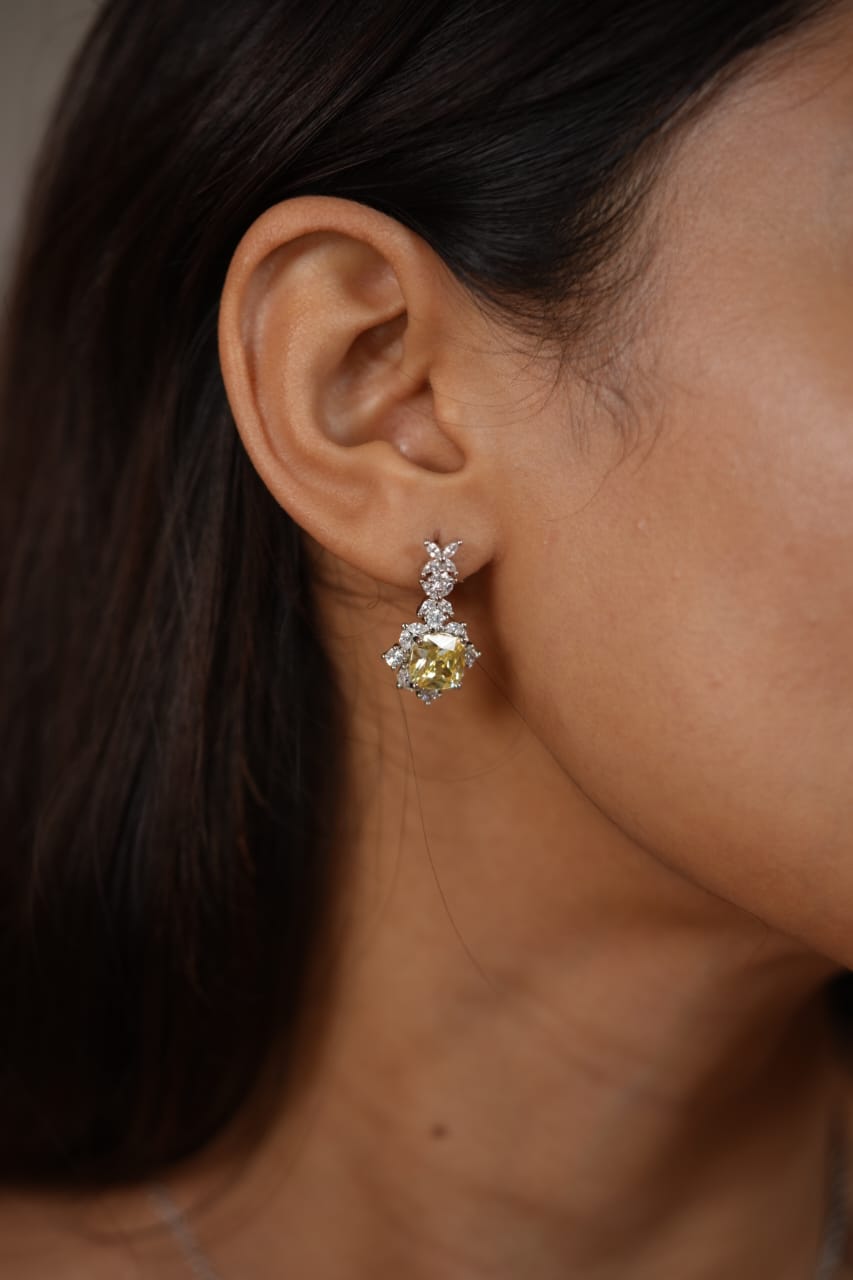 Glitter Diamond Coloured Pendant Set with Earrings