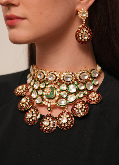 Polki Meenakari Bridal Choker Set