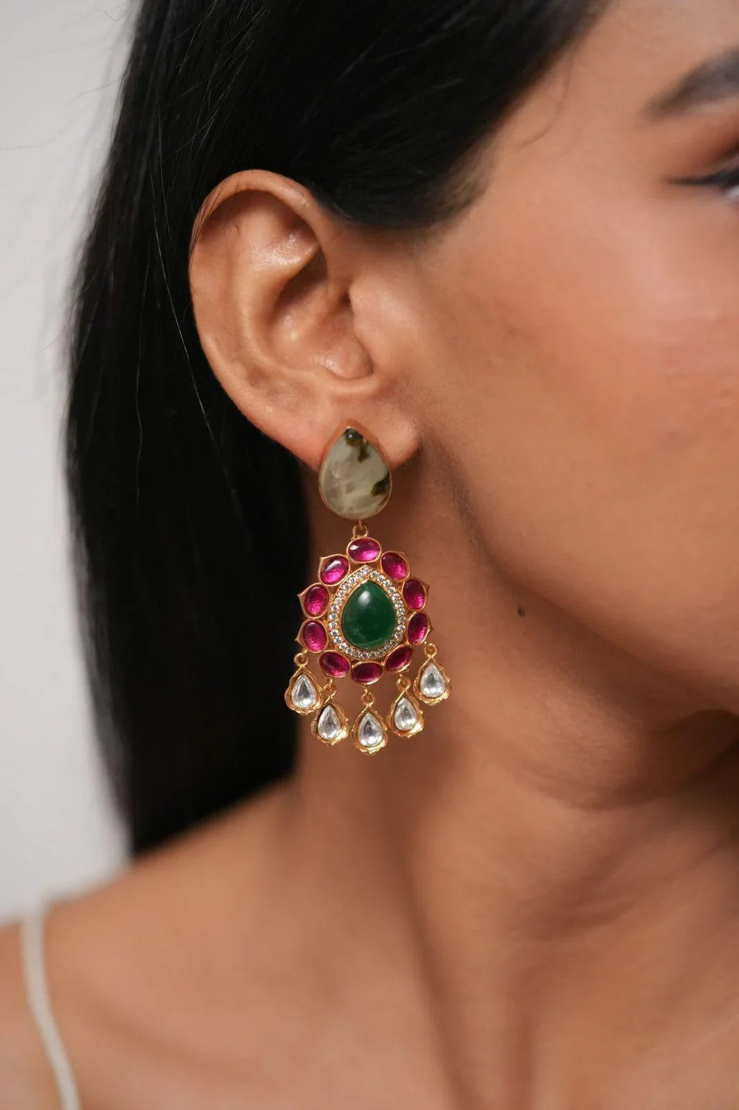 Mansi Ruby And Emerald Indian Earrings