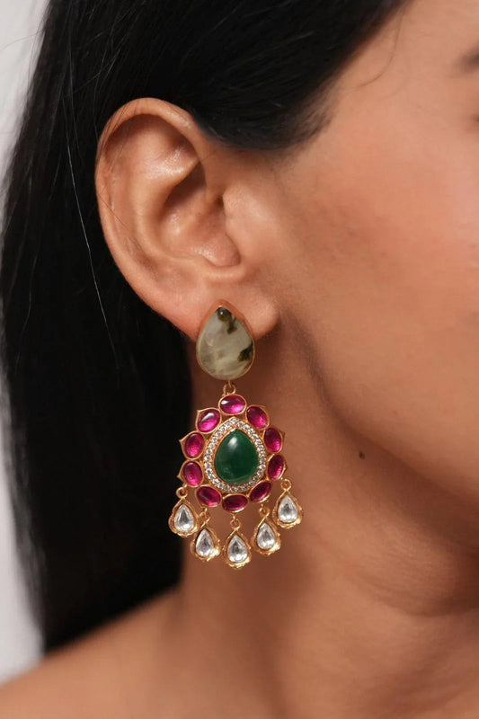 Mansi Ruby And Emerald Indian Earrings