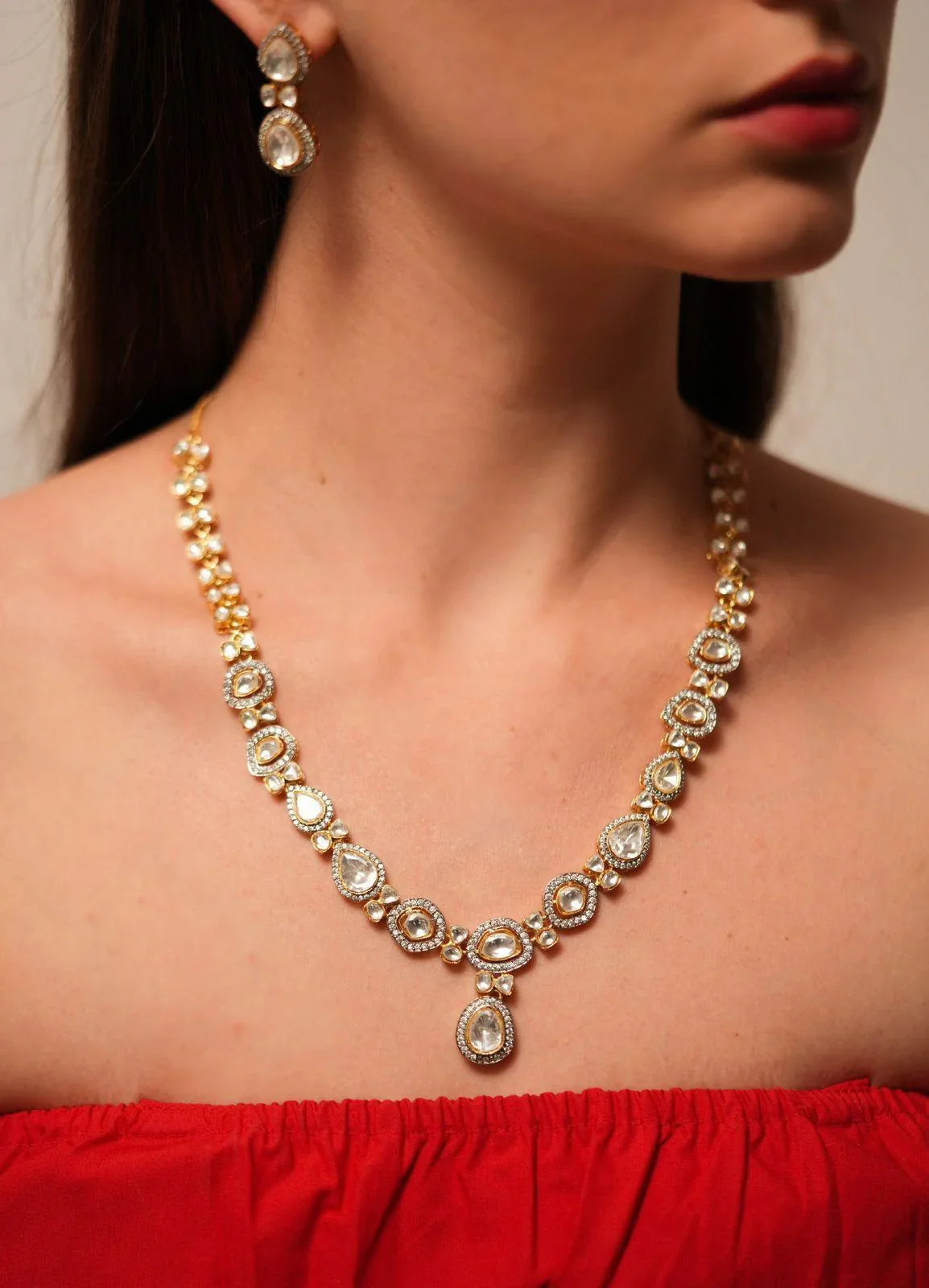 Basanti Moissanite Polki Necklace Set