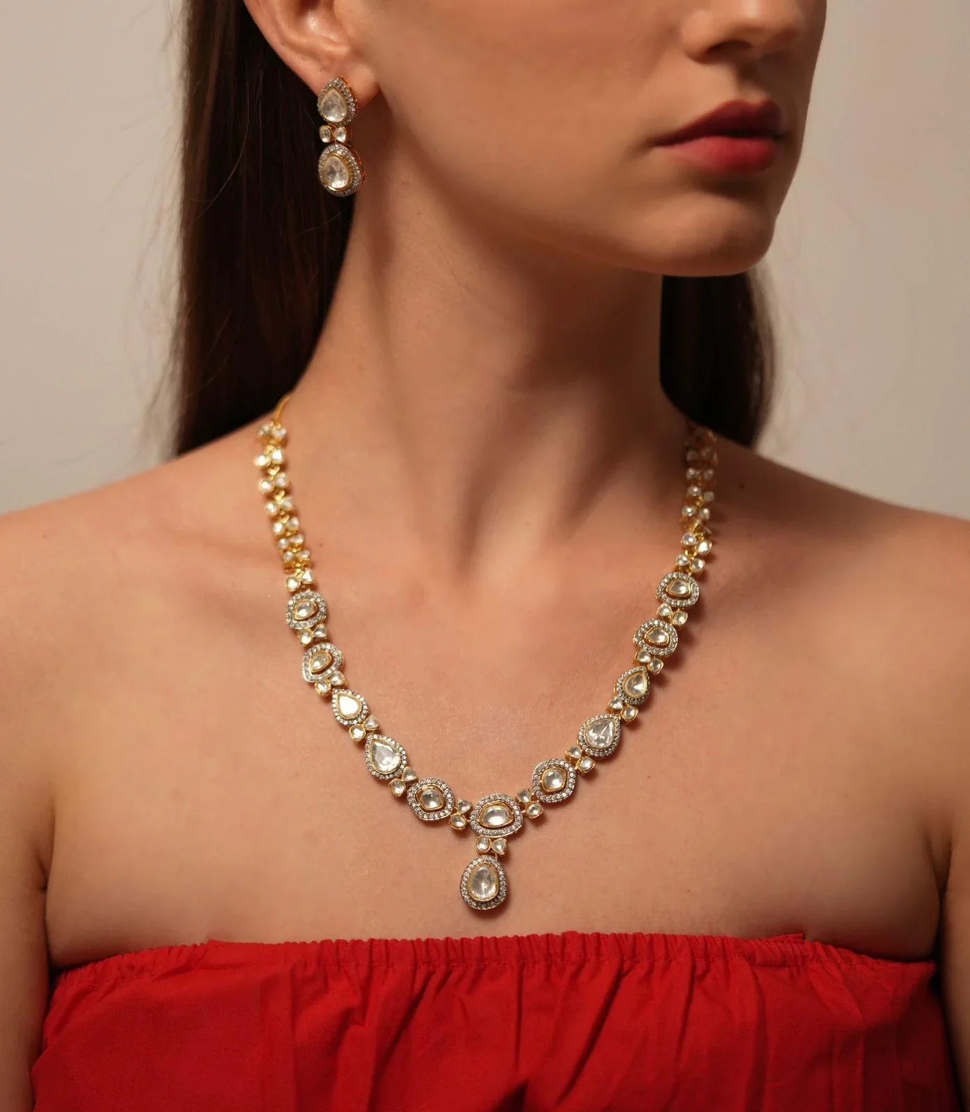 Basanti Moissanite Polki Necklace Set