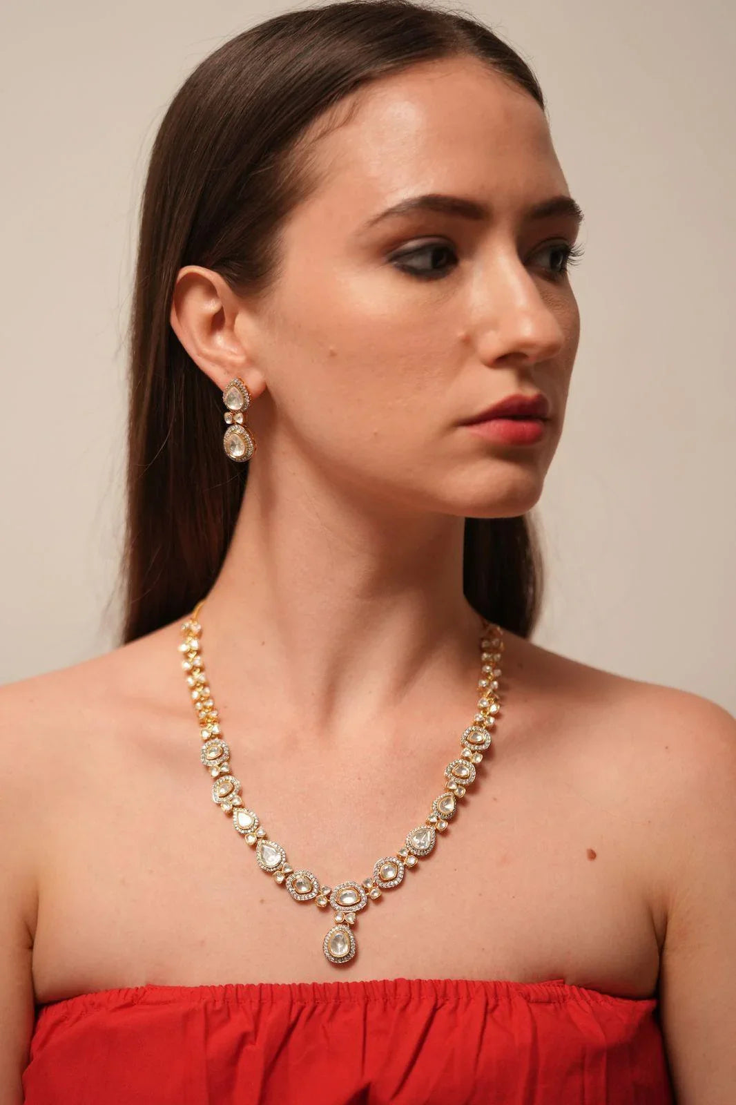 Basanti Moissanite Polki Necklace Set
