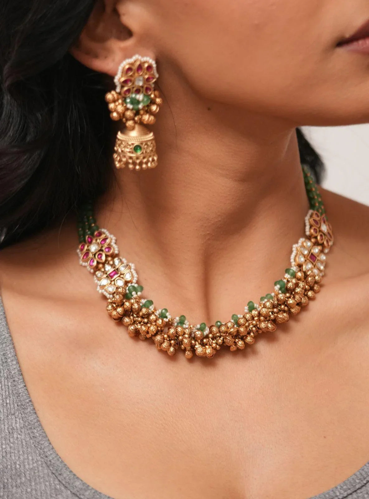 Kunti Gold Polki Necklace Set | Sone Pe Suhaga