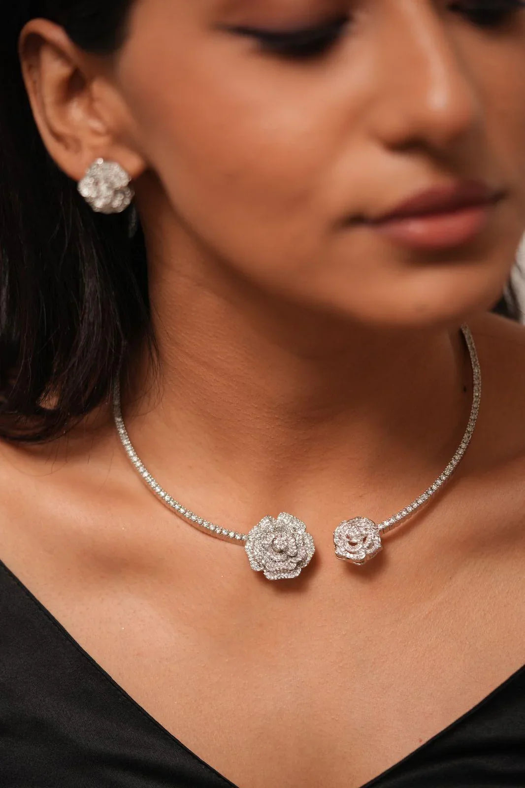 Blooming Rose Diamond Hasli Set |  Flexi