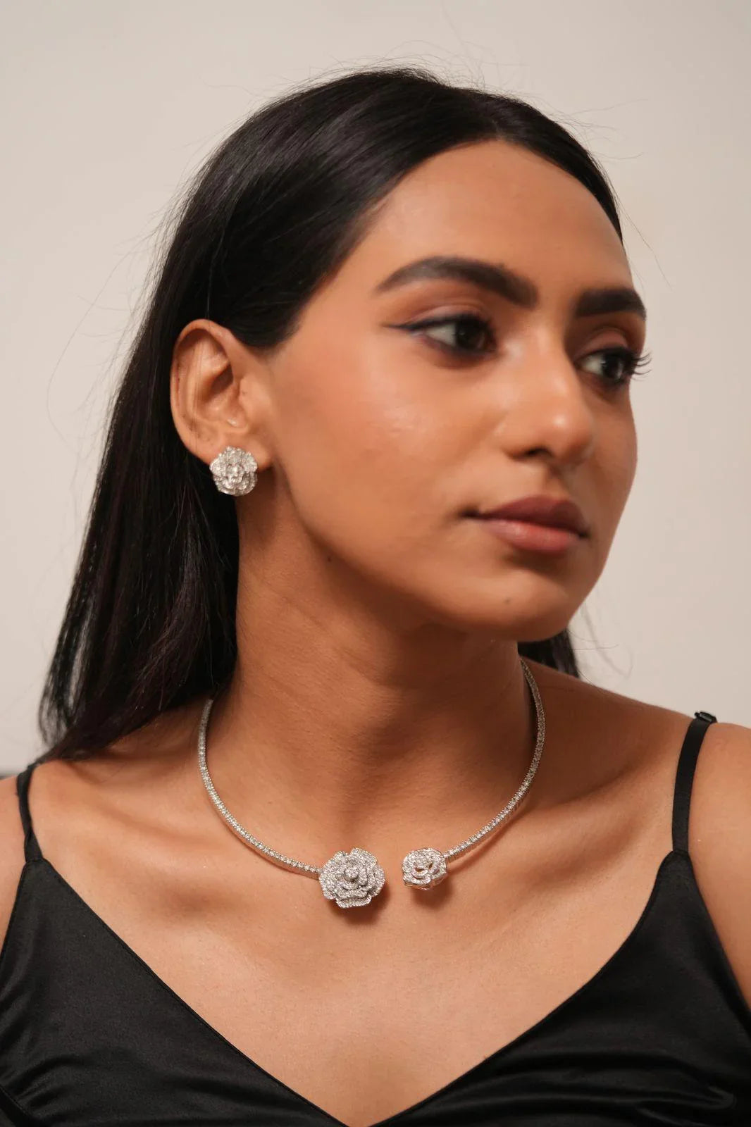 Blooming Rose Diamond Hasli Set |  Flexi