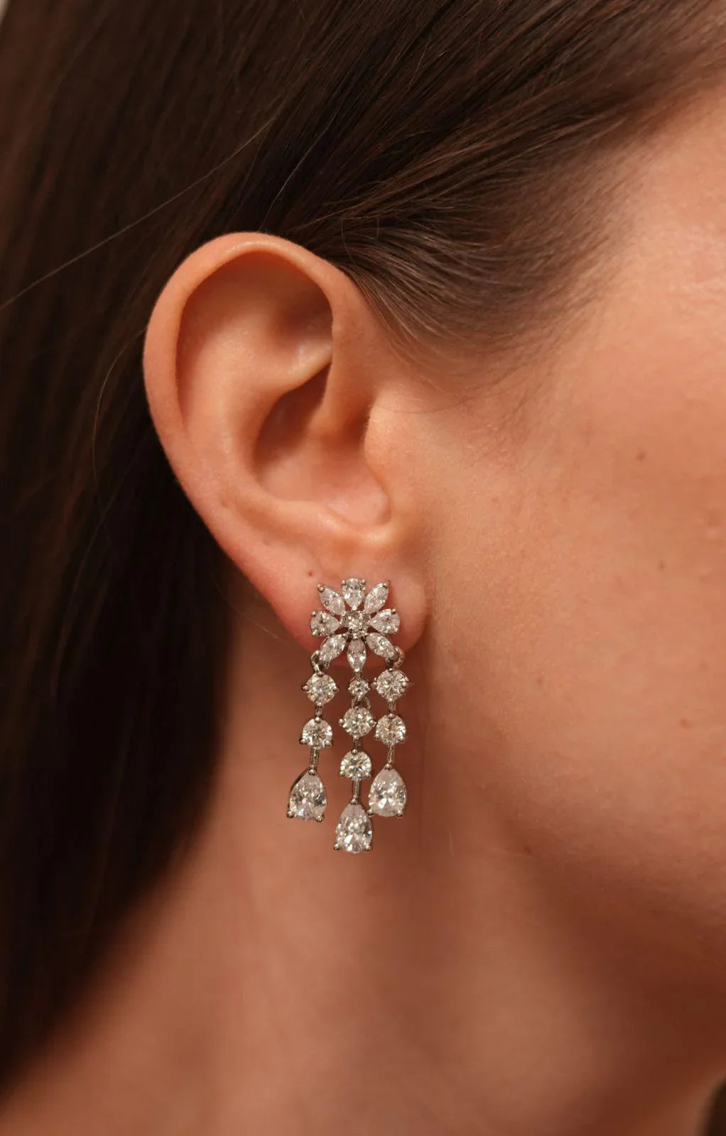 Floral Plethora Mid Sizes Diamond Earrings | Light Sized
